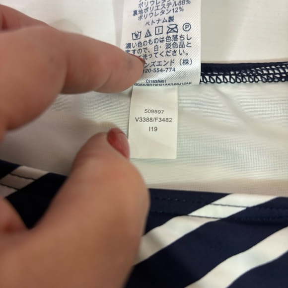 Lands’ End Navy and White Striped Swim Tankini Top - Picture 7 of 8